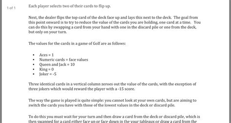 printable rules  golf card game golf card game rules