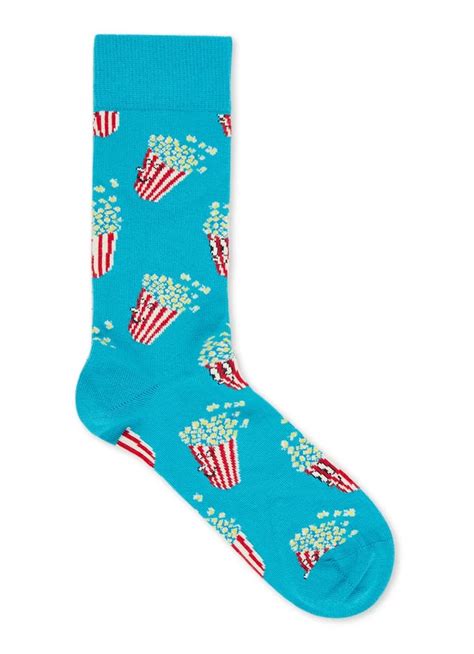 happy socks popcorn sokken met print turquoise de bijenkorf happy socks popcorn turquoise