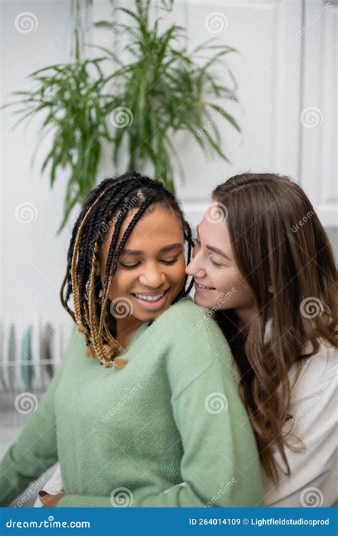 Happy Lesbian Woman Smiling With African Stock Image Image Of