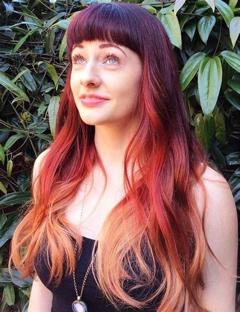 Burgundy Ombre Hair With Bangs Redhairnatural Red Ombre Hair Ombre
