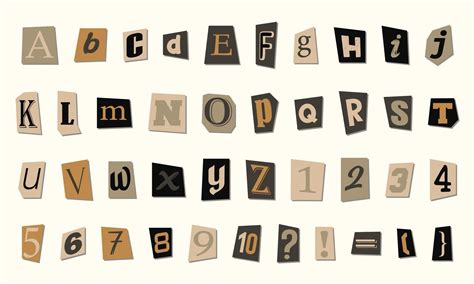 collection  vintage style paper letters alphabet letters vector