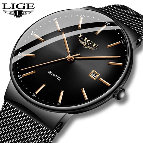 luik heren horloges mode ultra dunne horloge man waterdicht datum quartz horloge voor mannen