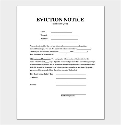 printable eviction notice template  printable templates