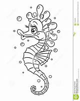 Coloring Pages Horse Seahorse Sea Fish Template Cute Line Kids Colouring Drawing Printable Copyright Templates Adults Color Animal Kleurplaten Royalty sketch template