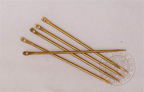 medieval brass sewing needle set      medieval