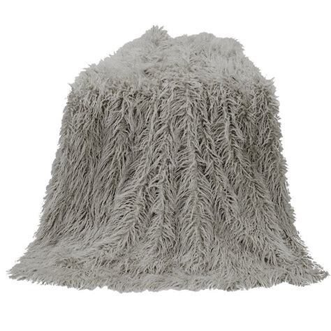 mongolian gray faux fur throw