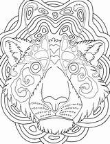 Mandala Tiger Coloring Face Root Inspirations Adult Relief Stress Adults sketch template
