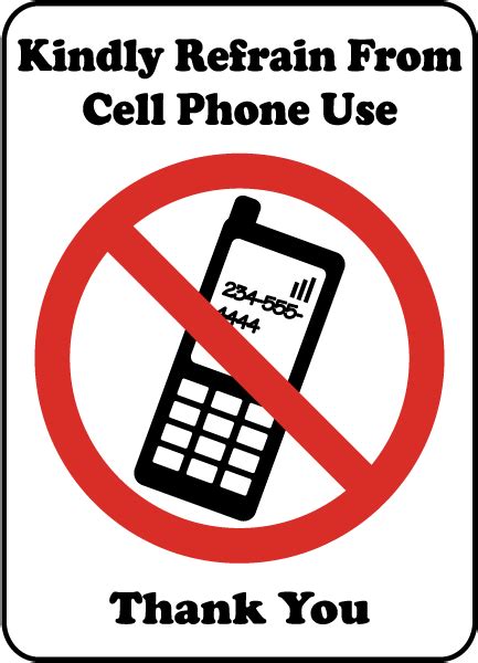 kindly refrain cell phone sign  safetysigncom