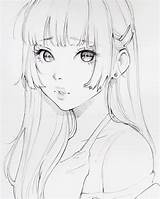 Anime Sketch Sketches Drawing Drawings Pencil Ladowska Manga Cute Digital Dessin Face Sketching Line Sketsa Visage Kawaii Artist Faces Instagram sketch template