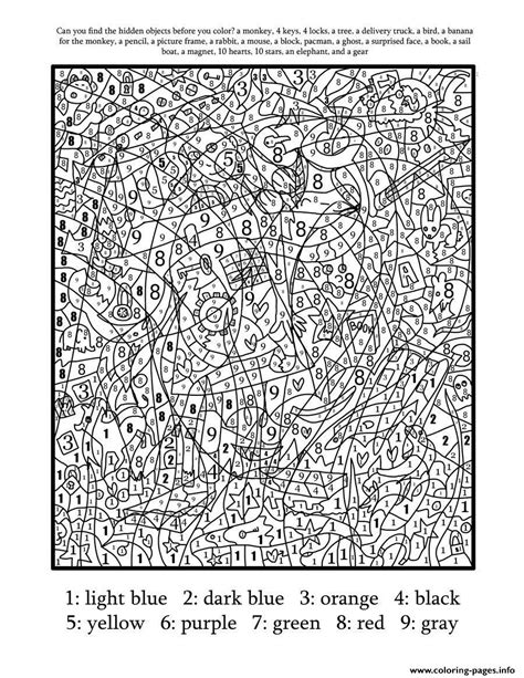 hard difficult color  number  adults coloring pages printable