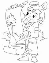 Krishna Coloring Pages Baby Painting Artist Sketch Drawing Bheem Kids Lord Doing Great Colouring Outline Coloringhome Drawings Print Iskcon Little sketch template