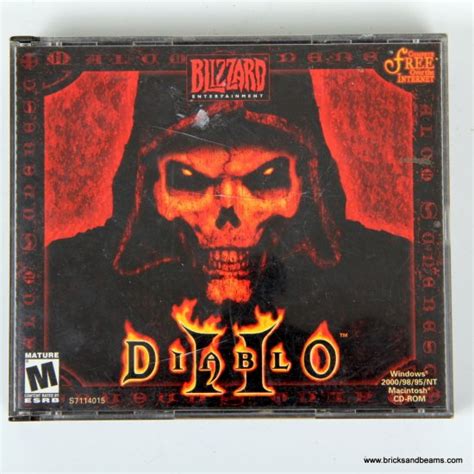 blizzard entertainment diablo ii pc game jewel case serial number and art