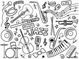 Coloring Jazz Music Pages Vector Fotolia Colorless Set Adult Adults Alexander Drumsticks Depositphotos Au sketch template