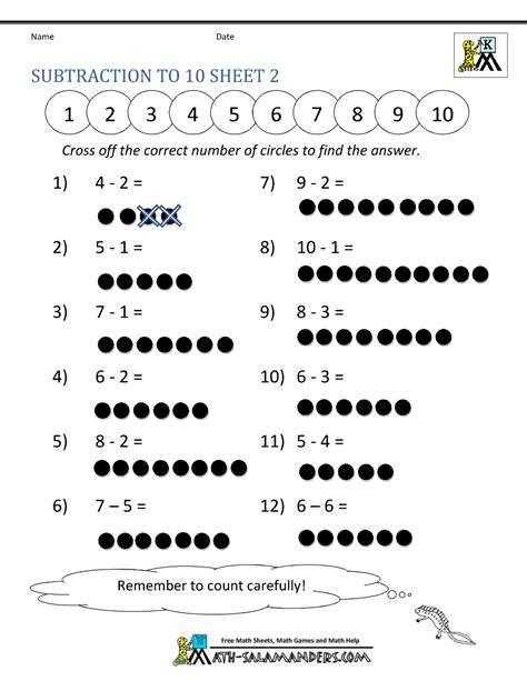 kindergarten subtraction worksheets subtraction  patterns