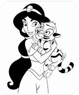 Jasmine Coloring Princess Pages Disney Tiger Baby Rajah Little Aladdin Cartoon Cliparts Kid Kids Coloriage Colorier Color Printable Colouring Worksheets sketch template