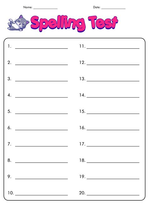 printable blank spelling practice worksheets