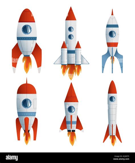 collection flat icon rocket  white background vector flat