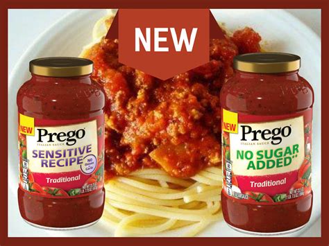 New From Prego Sensitive Recipe And No Sugar Added Pasta