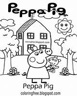 Peppa Pig Drawing Coloring Pages Printable Color School Drawings Template Puddles Muddy Kids Sketch Pink Getdrawings Paintingvalley sketch template