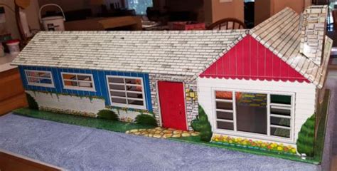 ranch style metal dollhouse  furniture vintage  doll house ranch style vintage