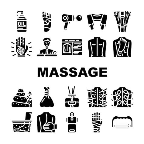 premium vector massage accessories and treatment icons set vector