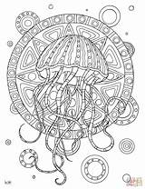Jellyfish Coloriage Adulte Zentangle Sheets Gethighit Drukuj sketch template