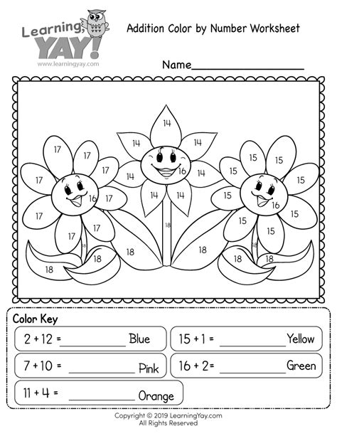 add  color worksheets  grade