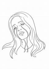 Billie Eilish Drawings Coloring Pages Outline Drawing Easy Draw Print Tears Cool Google Crying Raskrasil Twitter sketch template