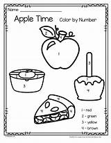 Apple Preschool Coloring Pages Color Number Printables sketch template