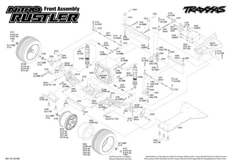 nitro rustler   front assembly exploded view traxxas