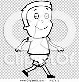 Walking Boy Outlined Coloring Clipart Vector Cartoon Cory Thoman Illustration sketch template