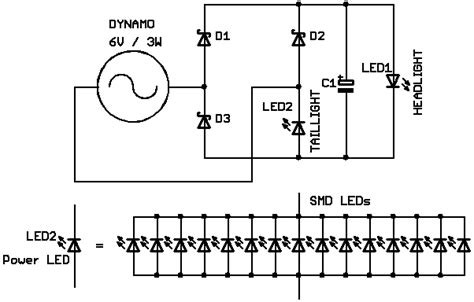 dynamo led light systems  bicycles electronic circuits