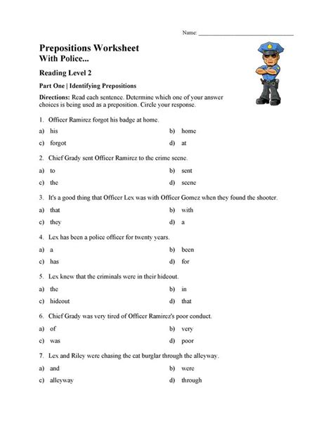 prepositional phrase examples worksheet  prepositional phrases