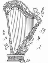 Harfe Colorir Harpa Harpe Harp Zentangle Malbücher Colorironline Desenhos sketch template