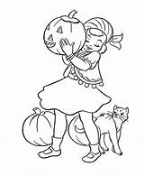 Halloween Color Coloring Pages Cute House Girl Girls Gypsy Kids Costume Joker Pumpkin Hallowen sketch template