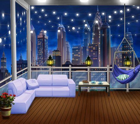 ext cozy balcony  night anime background anime backgrounds