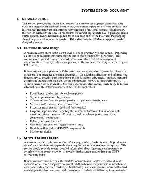 system design document template  word   formats page
