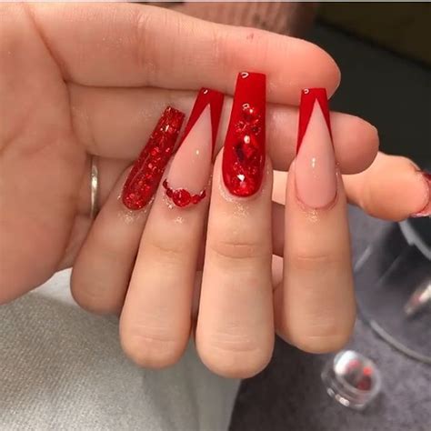 red  white french tip valentines nails design ideas   nail designs valentines