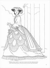 Coloring Pages Victorian Fashion Historical Woman Book Printable Mode Women Adult Color Dress Adults Ladies Fashions Jahrhundert Vorlagen Advanced Ausmalbilder sketch template