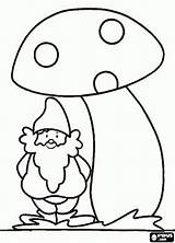 Coloring Gnome Gnomes Pages Mushroom Under Kabouter Printable Paddenstoel Kabouters Tekening Tekeningen Mushrooms Kleurplaten Fairy Applique Paddestoelen Kids Sheets Color sketch template