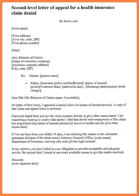 insurance claim denial letter collection letter template collection