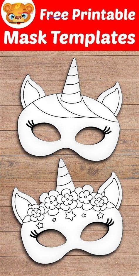 unicorn mask  printable mask template  kids unicorncrafts