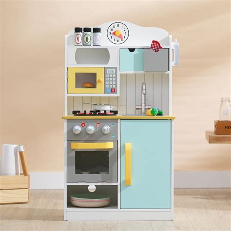 teamson kids  chef florence classic play kitchen white green