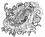 Drago Giapponese Disegnato Tatuaggio Stile Stijl Getrokken Kleuren Boek Japanse Tattoos sketch template