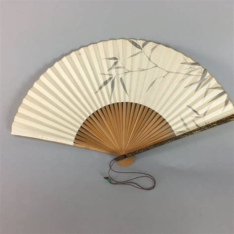 japanese folding fan sensu leaf white paper bamboo vtg fan tattoo