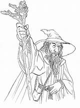 Gandalf Coloring Boromir Gollum Hobbit sketch template