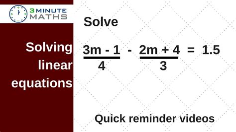 solving linear equations  takeaway   fractions gcse maths