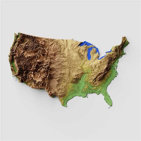 Topography Map Of Contiguous United States Us North America