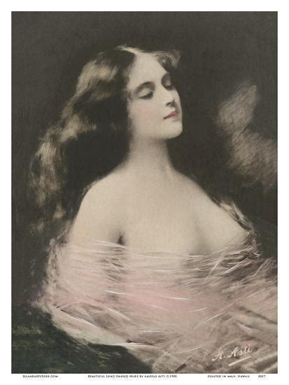 Beautiful Long Haired Nude Classic Vintage Hand Colored