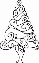 Christmas Tree Line Swirl Clipart Clip Drawing Digital Swirly Stamp Cliparts Xmas Stamps Trees Simple Decorative Transparent Template Designs Patterns sketch template
